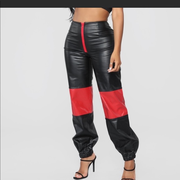 Fashion Nova Pants - NWT Fashion Nova Leather Rebecca High Rise Joggers